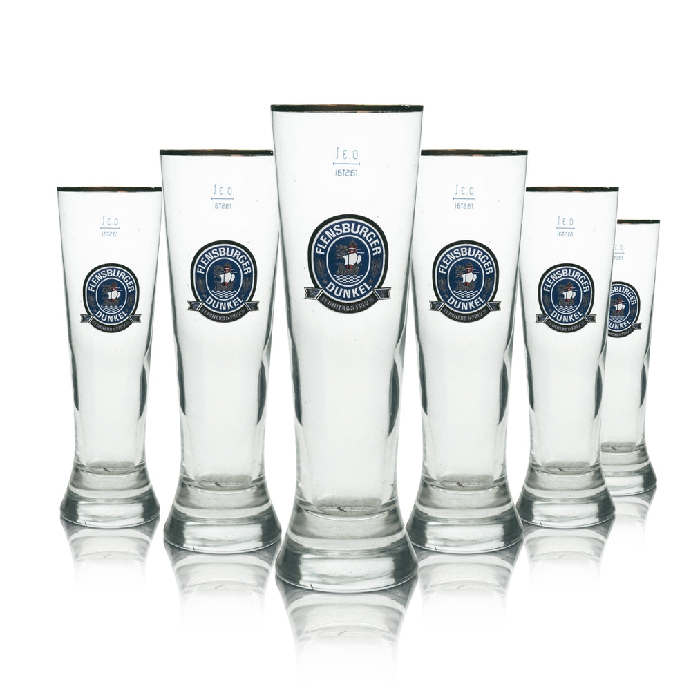 6x Flensburg Beer Glass Tulip 0.3l Dark, Dry & Fresh Rastal