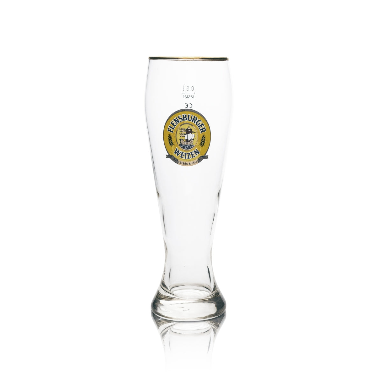 6x Flensburg Beer Glass Wheat 0.5l Gold Rim – View 2
