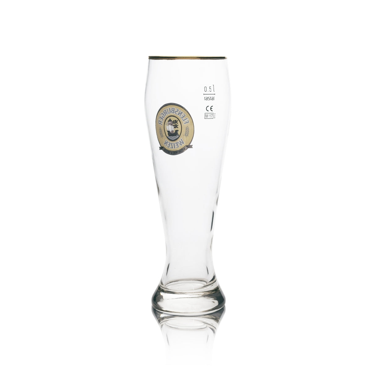 6x Flensburg Beer Glass Wheat 0.5l Gold Rim – View 3