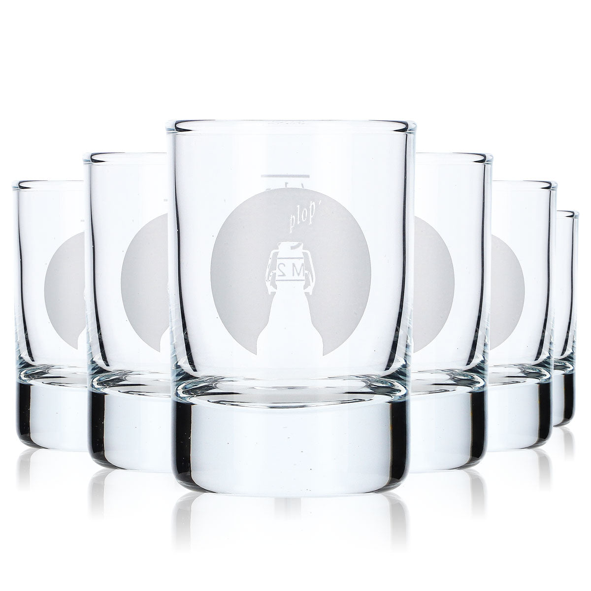 6x Flensburger glass 4cl shot glass Stamper Short beer "PLOP" logo "Northern Lights"