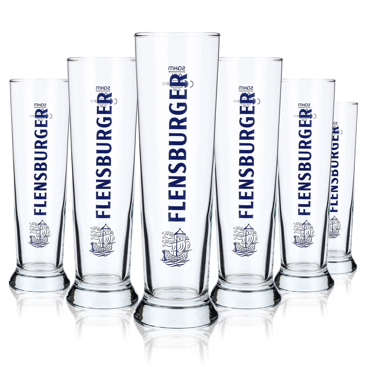 6x Flensburger beer glass 0.3l cup with vertical lettering Sahm Vancouver