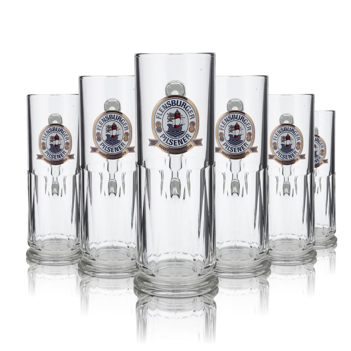 6x Flensburg glass beer mug Beer stein Beer glasses Leopold Seidel - 0.4