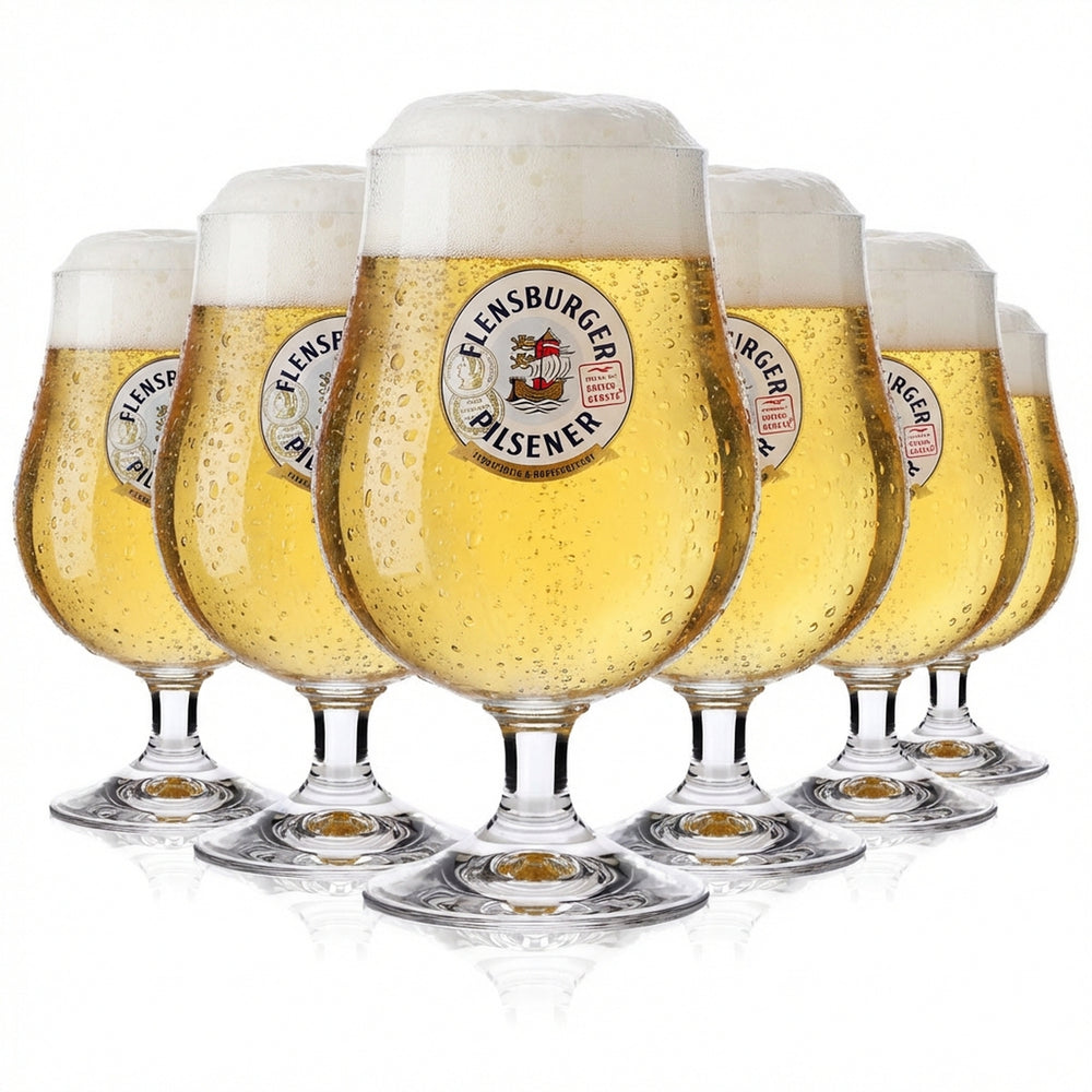 6x Flensburg glass / beer glasses 0.4l Schwenker ball glass Liège 2024