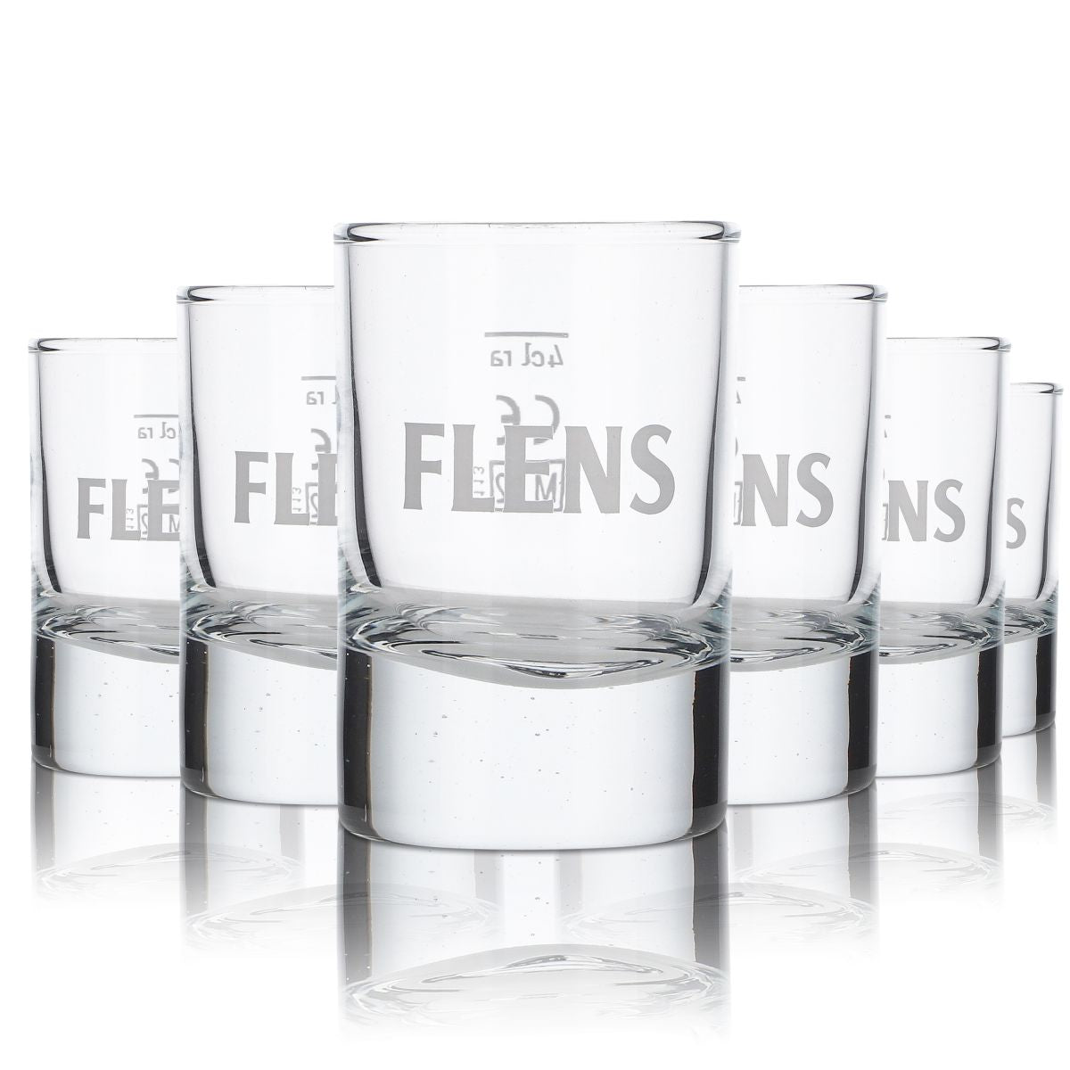 6x Flensburg Pilsener Mini Glass Set / Glasses Shot Glass FLENS / NORDLICHT