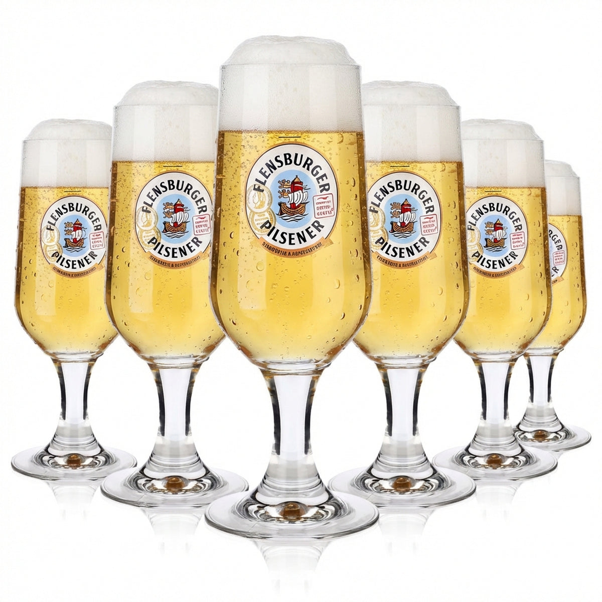 6x Flensburg Cup Beer Glasses 0.4l Glasses Gold Rim Ritzenhoff