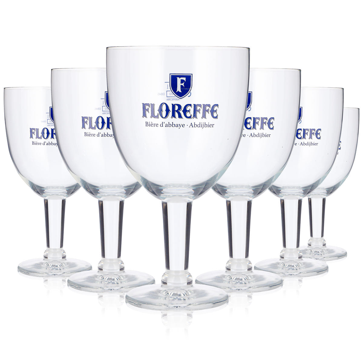 6 Floreffe Beer Glasses, 0.5 L, Goblet-Shaped, Blue Ritzenhoff Logo (Set of 6)