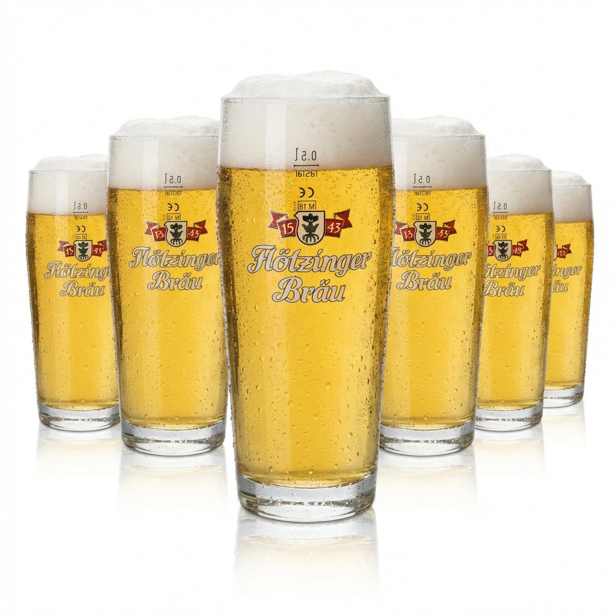 6x Flötzinger beer glass 0.5l Willi Rastal