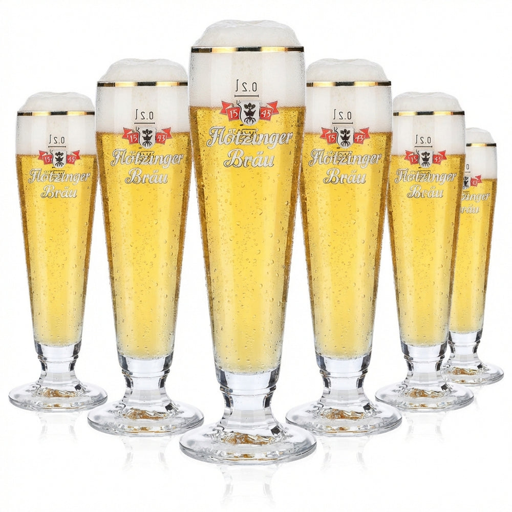 6x Flötzinger beer glasses Beer glasses 0.2 l Goblet glasses Gold rim