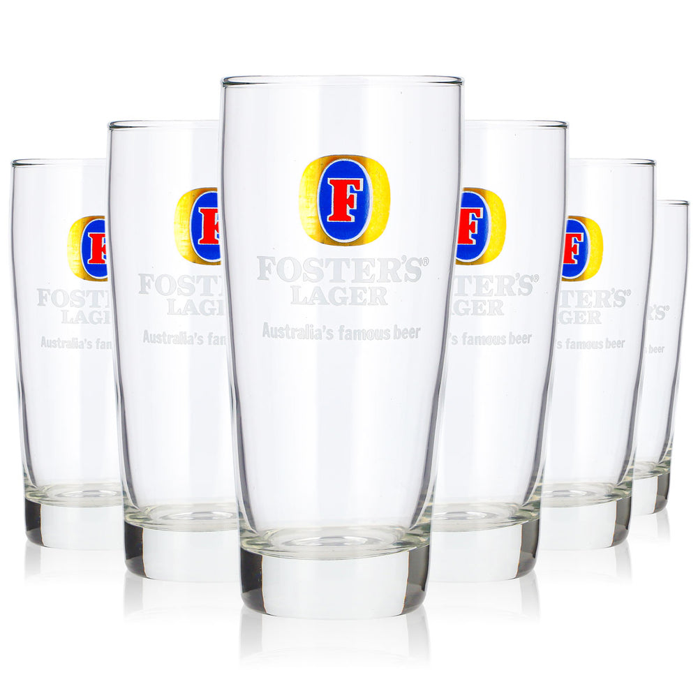 6 Fosters Beer Glasses, 0.26 L, Beer Glass, Willibecher, Beer Mug, Seidel (Set of 6)