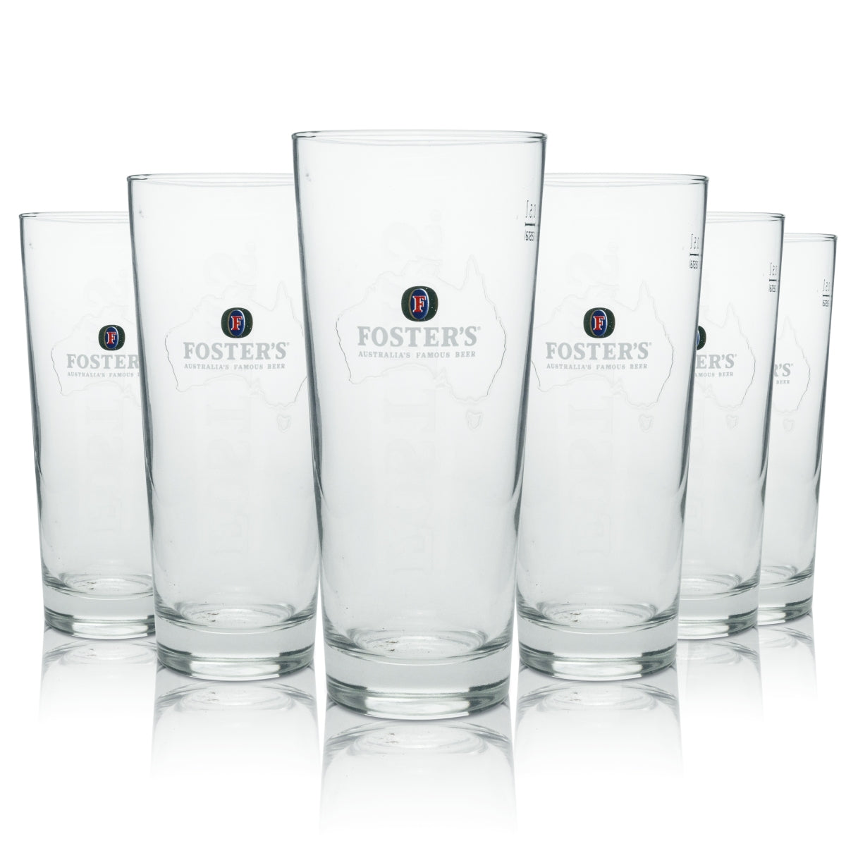 6x Fosters Beer Glass Long Drink "Map" 500ml rastal