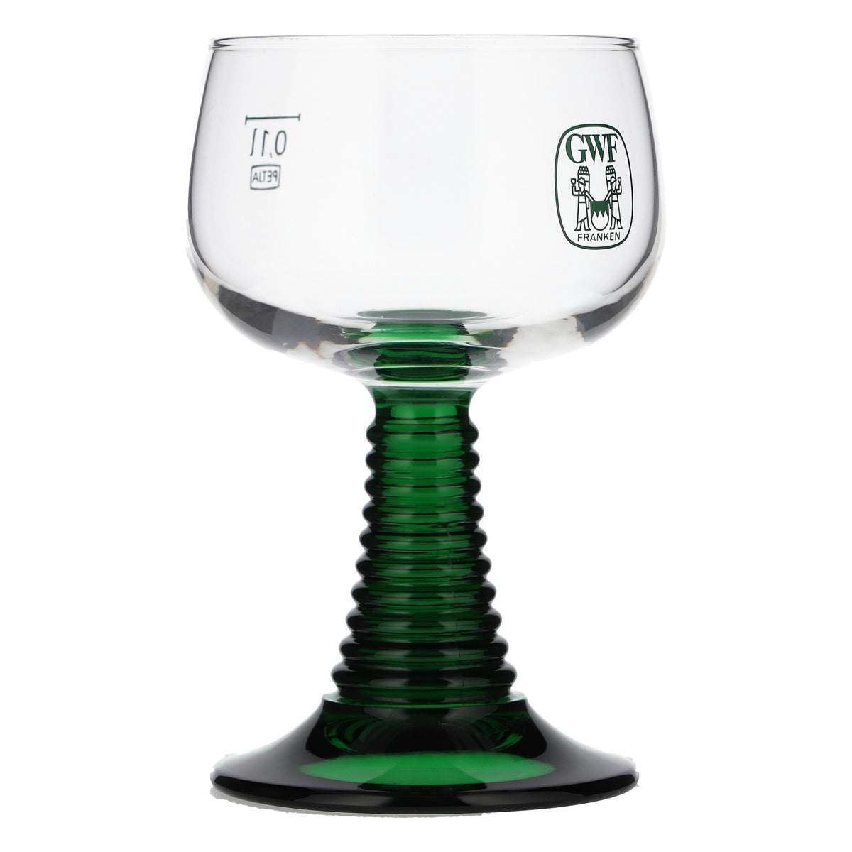 6x Franconian wine glass, Roman style, 0.1 l, Franconian Winegrowers' Cooperative, green stem – View 3