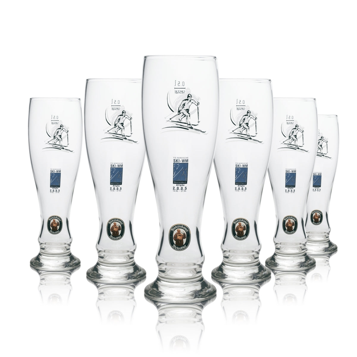 6x Franziskaner Beer Glass Wheat Glass Ski Edition 0.5l rastal