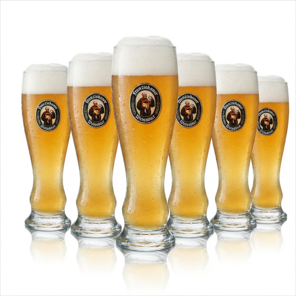 6x Franziskaner wheat beer glass 0.3l yeast crystal wheat glasses calibrated for catering