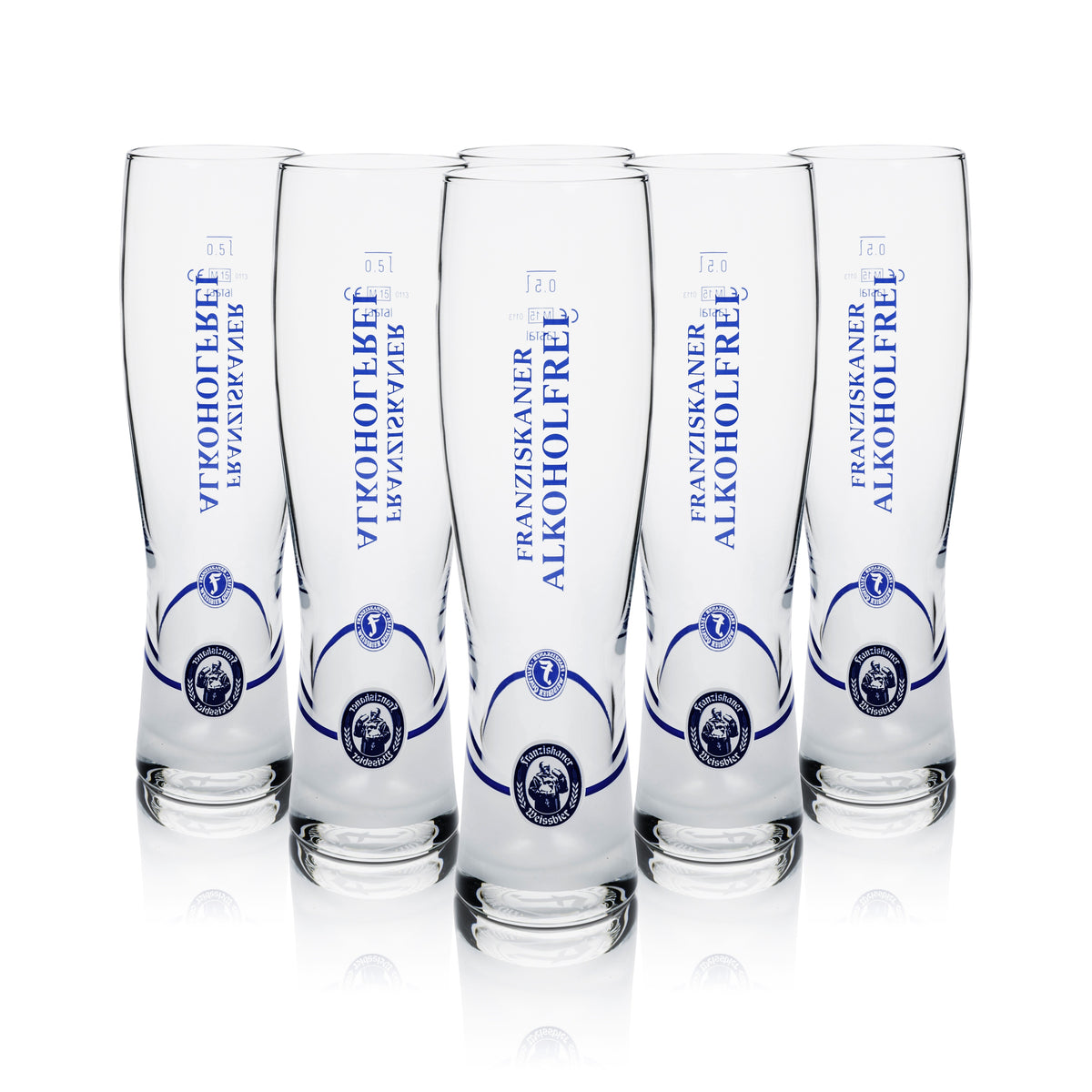 6x Franziskaner wheat beer glass 0.5l yeast wheat glasses alcohol-free calibrated catering – View 5