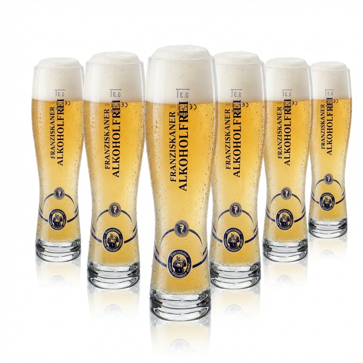 6x Franziskaner wheat beer glass 0.3l Hefeweizen glasses set, non-alcoholic, Munich brewery
