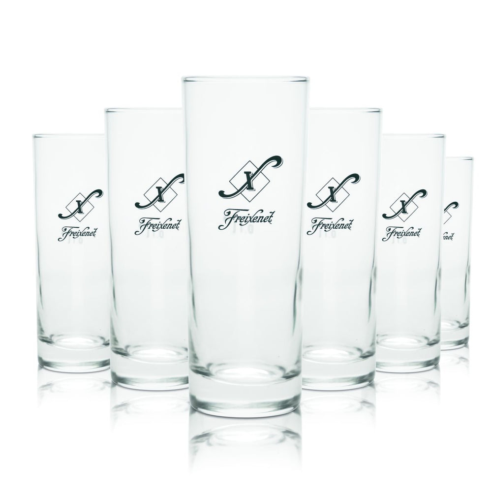 6x Freixenet Glass 0.1l Sparkling Wine Glasses Long Drink Glasses Stem Aperitif Glasses Secco