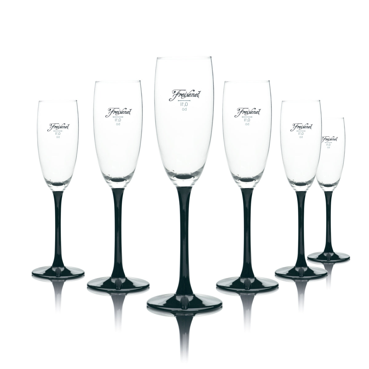 6x Freixenet Sparkling Wine Glass 0.1l Flute Black Glasses Prosecco Champagne Aperitif