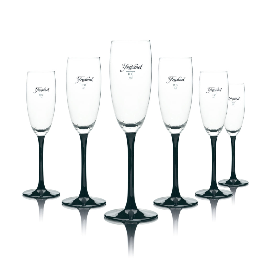 6x Freixenet Sparkling Wine Glass 0.1l Flute Black Glasses Prosecco Champagne Aperitif