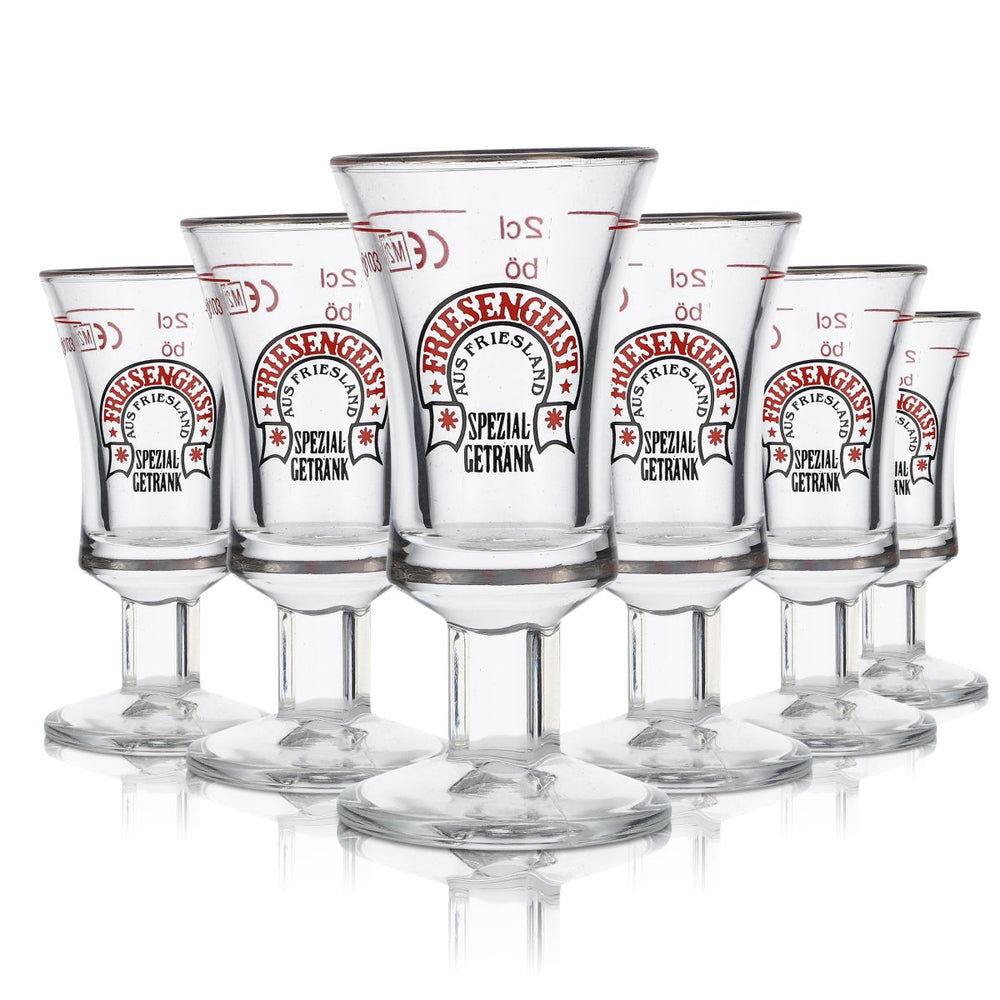 6x Friesengeist Glass Shot Glass Short The Friesen Shot Glass, Stamper 2cl
