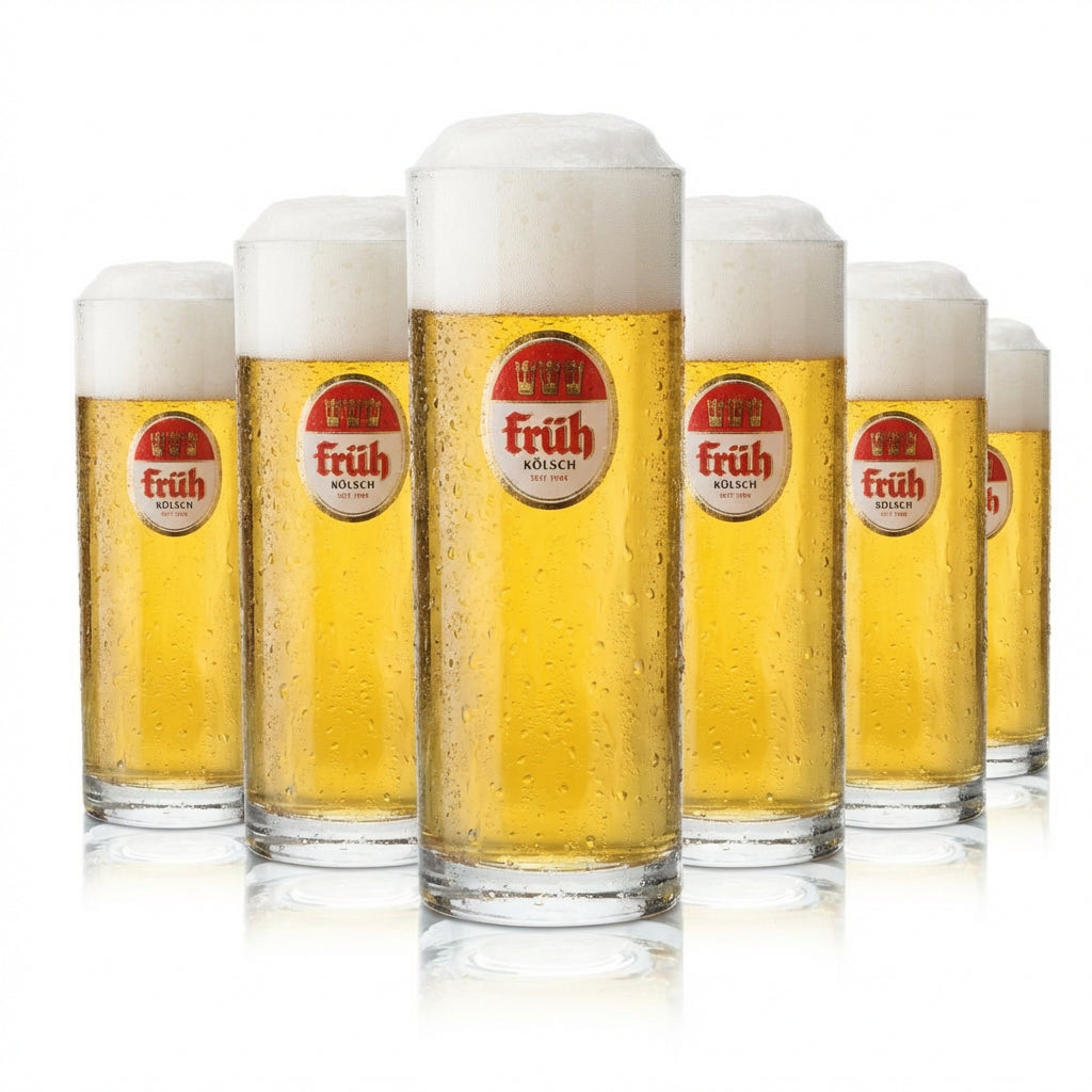 6x Früh Kölsch beer glass 0.4l pint mug glasses carnival gastro pub Cologne