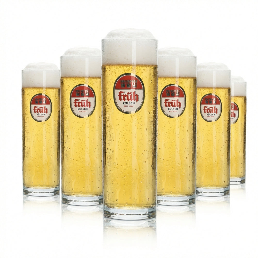 6x Früh Kölsch Beer Glass 0.2l Glass Set Cologne Brewery Pub Köbes