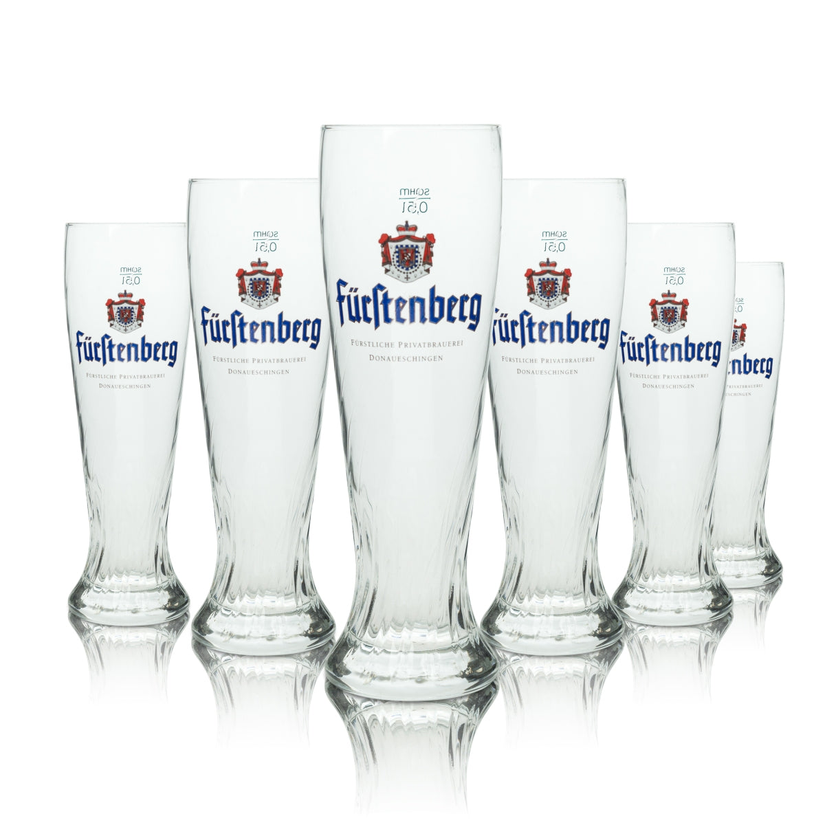 6x Fürstenberg beer glass 0.5l wheat beer glasses relief Weissensee Sahm yeast contour
