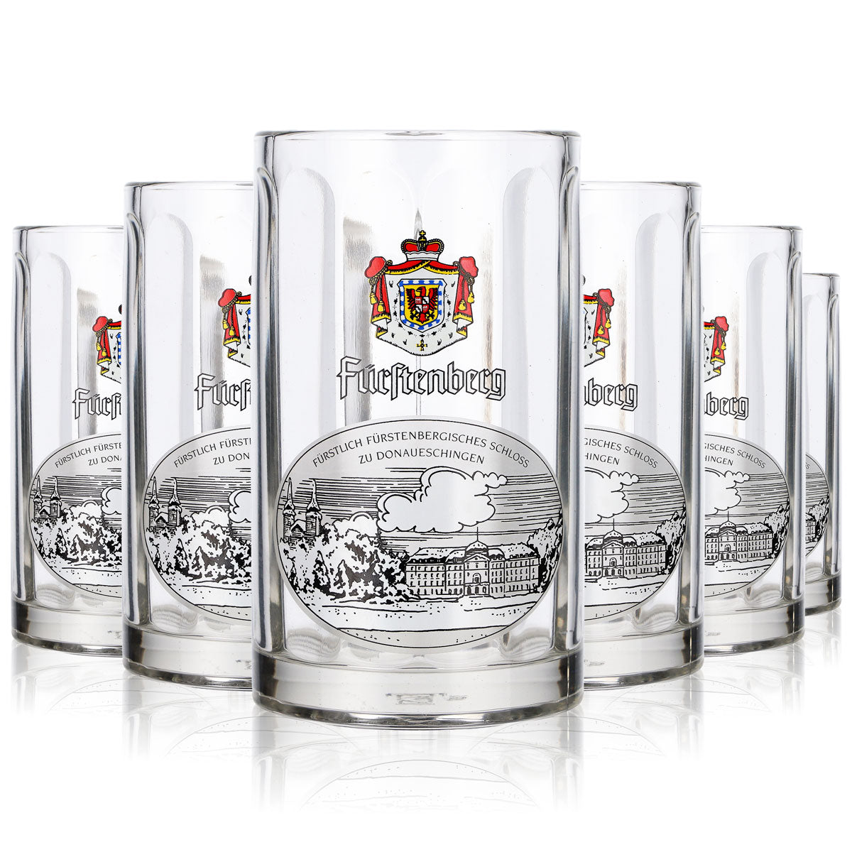 6x Fürstenberg beer glasses, 0.25 l mug, "Fürstenbergisches Schloss" (Fürstenberg Castle) design, "Glückauf" (Good luck) – View 7
