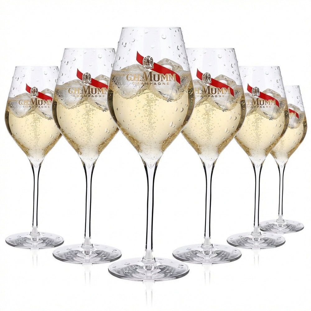 6x G.H. Mumm Champagne Glasses 0.1l Flute 32cl Lehmann Absolus 32