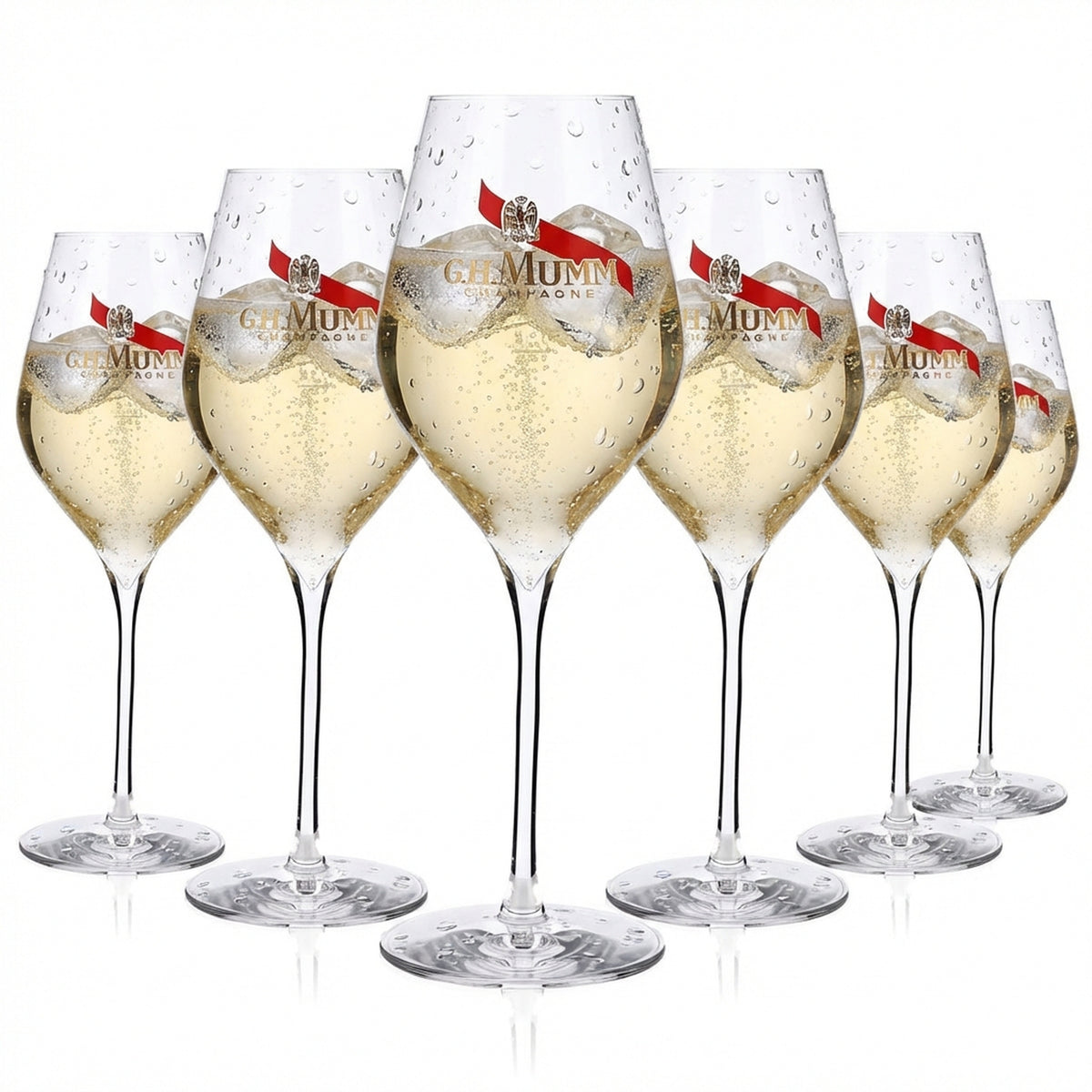 6x G.H. Mumm Champagne Glasses 0.1l Flute 32cl Lehmann Absolus 32