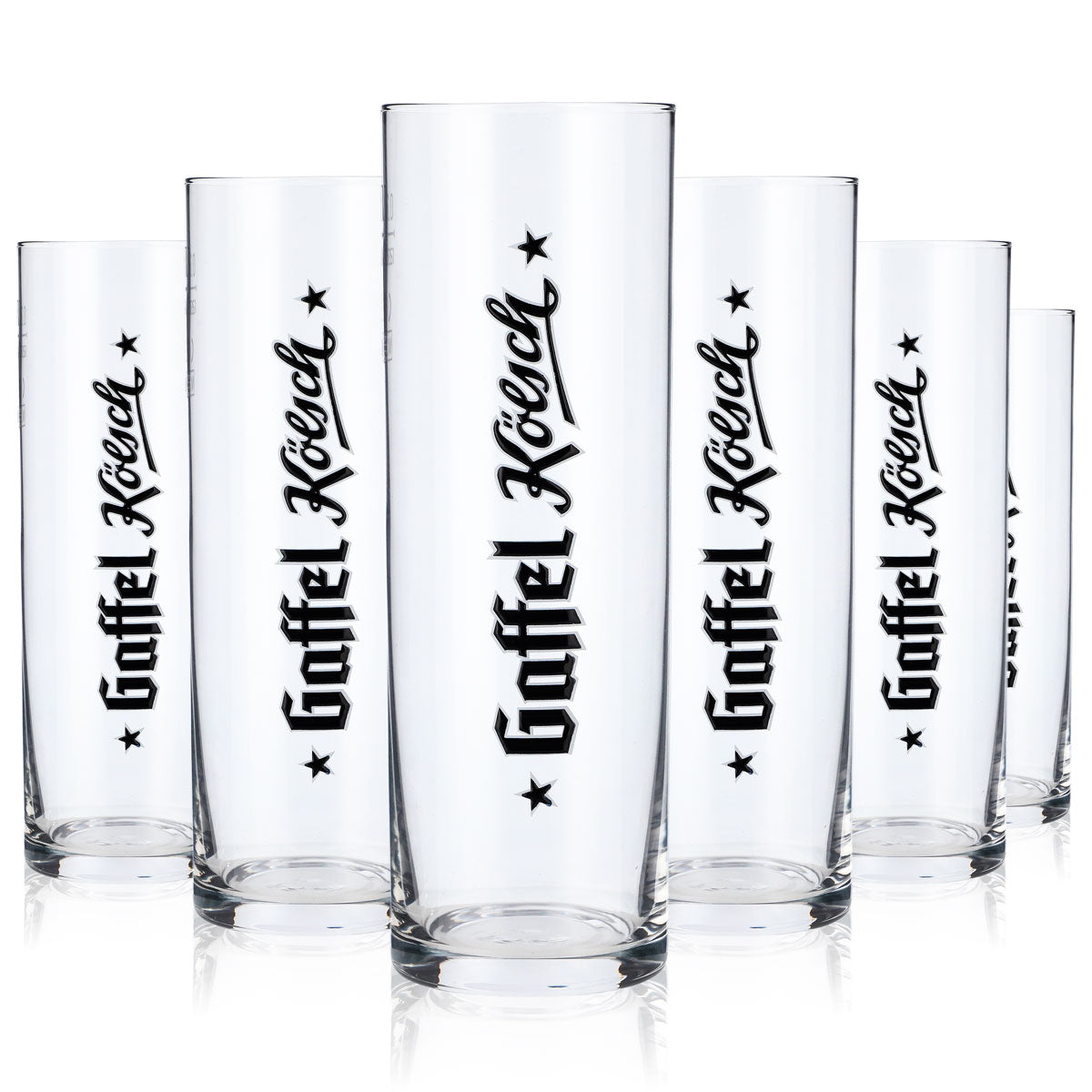 6x Gaffel beer glasses 0.2l Kölsch glass vertical logo text only Rastal – View 6