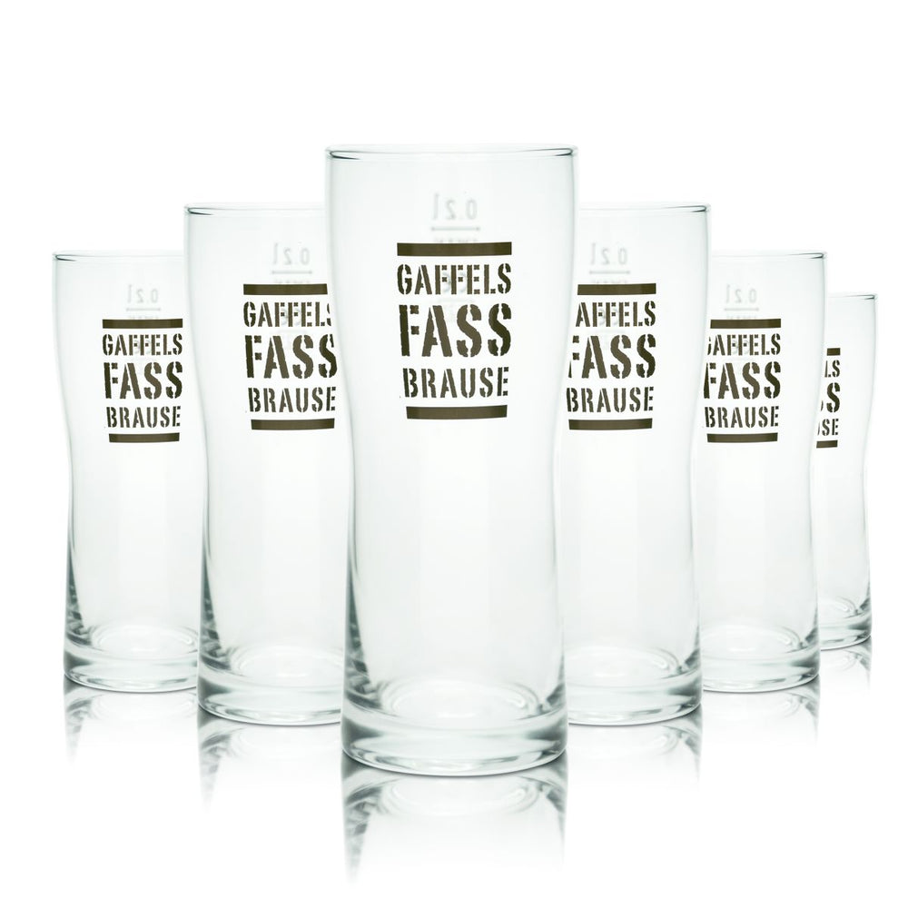 6x Gaffel beer glass 0,2l Gaffels Fassbrause Willi mug glasses set brewery Cologne