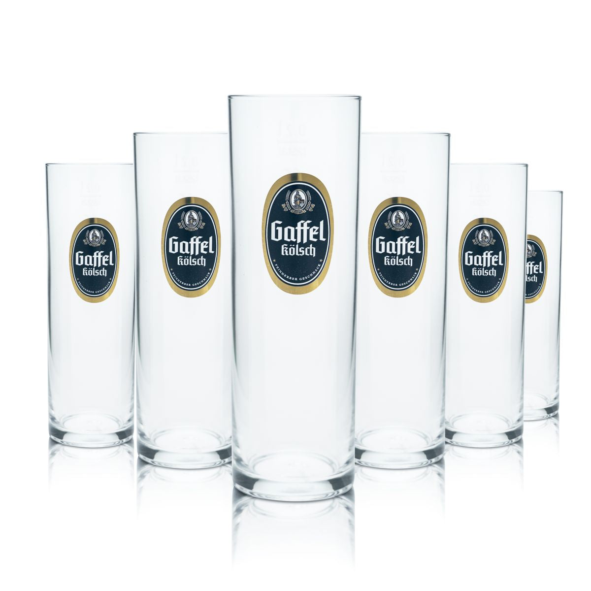 6x Gaffel Kölsch beer glasses, 0.2 l, Kölsch glass set, brewery, Cologne, catering