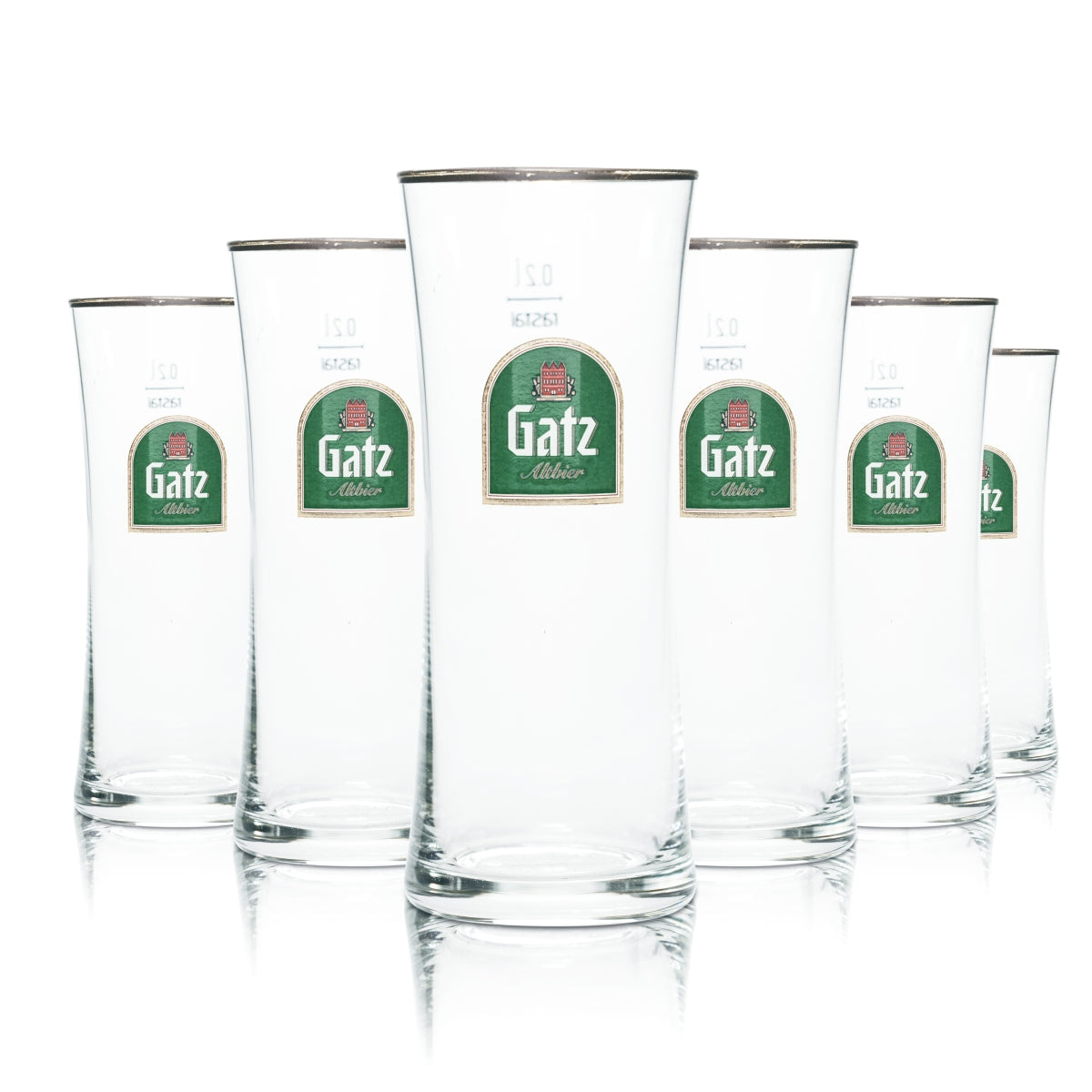 6x Gatz Glass 0.2l Beer Mug Glasses Gold Rim Altbier Brewery Gastro