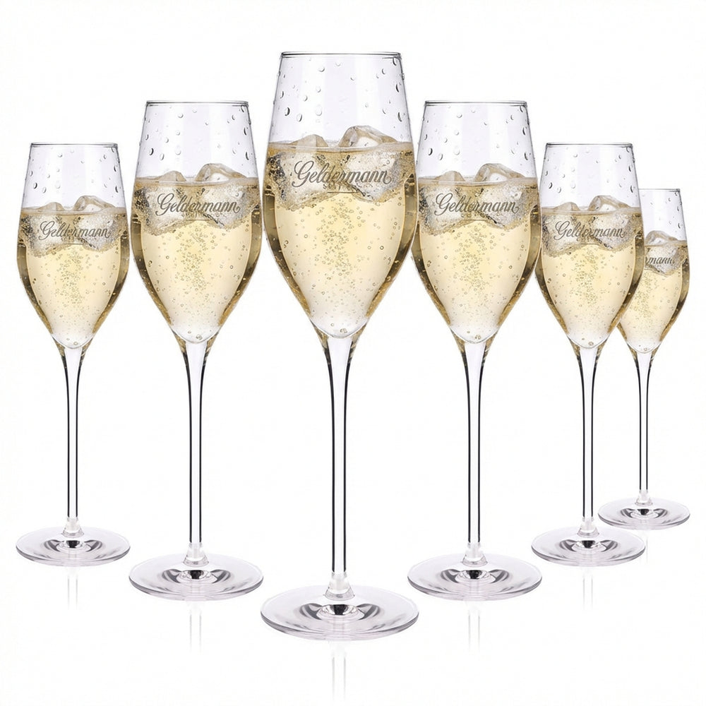 6x Geldermann sparkling wine glasses Stölzle sparkling wine glasses Flute Calibrated to 0.1 l Capacity 0.265 l Long stem