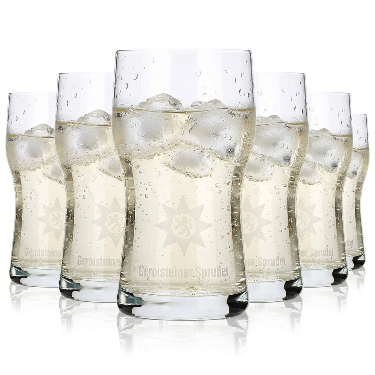6x Gerolsteiner water glass drinking glass 0.17 l Eifel cup with logo at the bottom