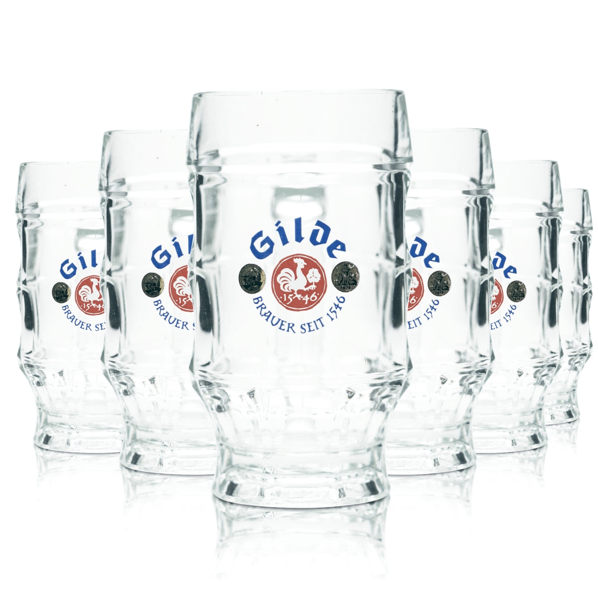 6x Guild Beer Glass 0.2l Mug Tankard Seidel Contour Glasses Brewery Pils Hannover