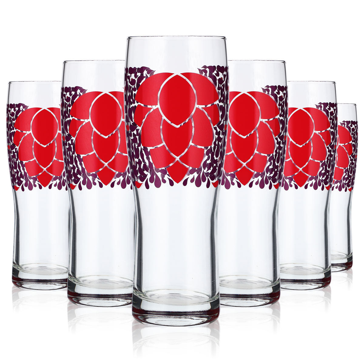 6x 0.5l beer glasses Long drink glass, colored Mug Purple Flower motif Logo – View 6