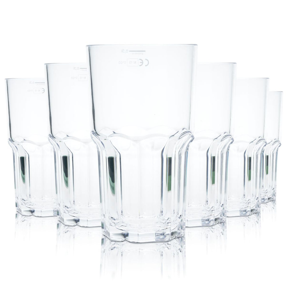 6x glass4ever cups, 0.32 l plastic, reusable, unbreakable, Granity