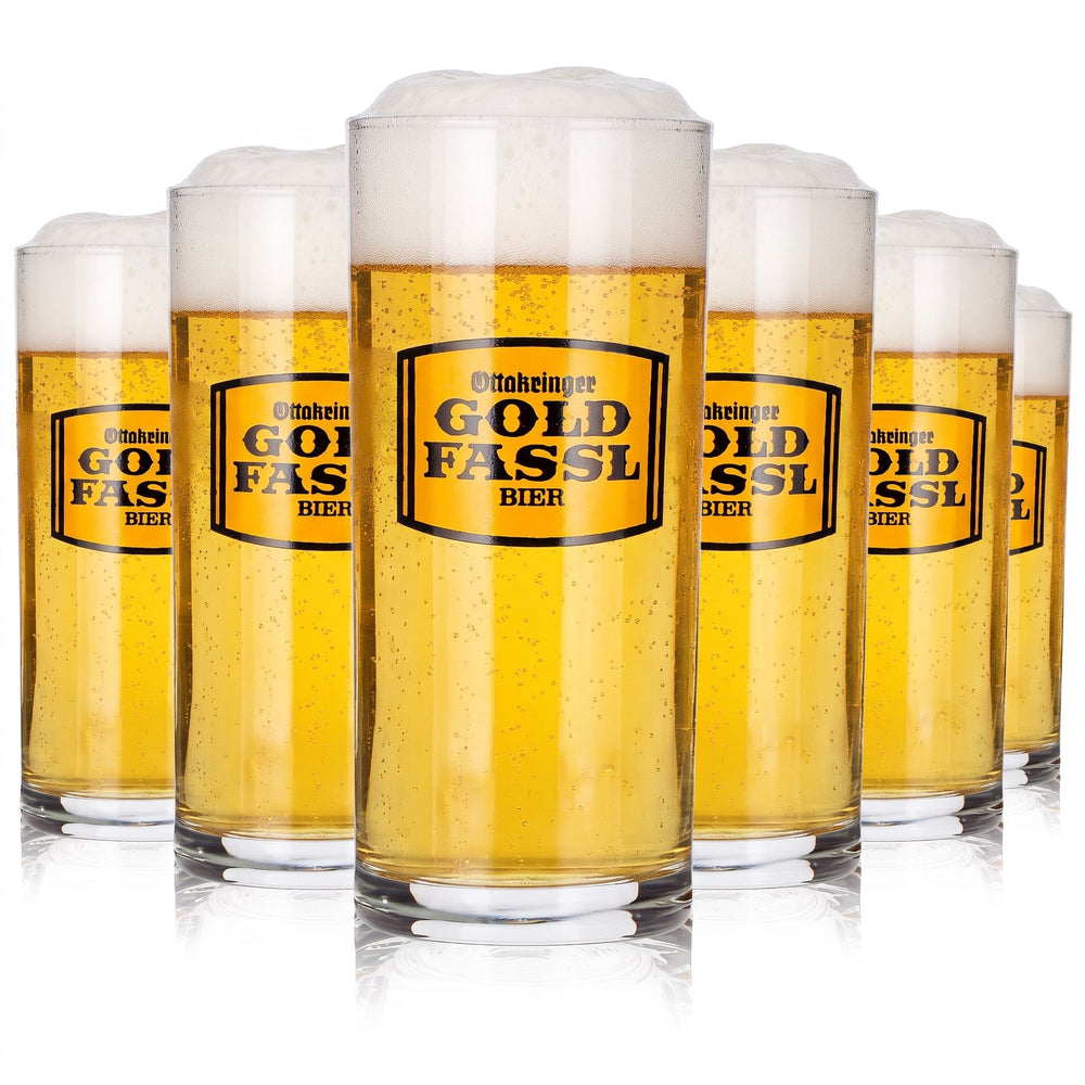 6 Gold Fassl Beer Glasses, 0.3 L Mugs