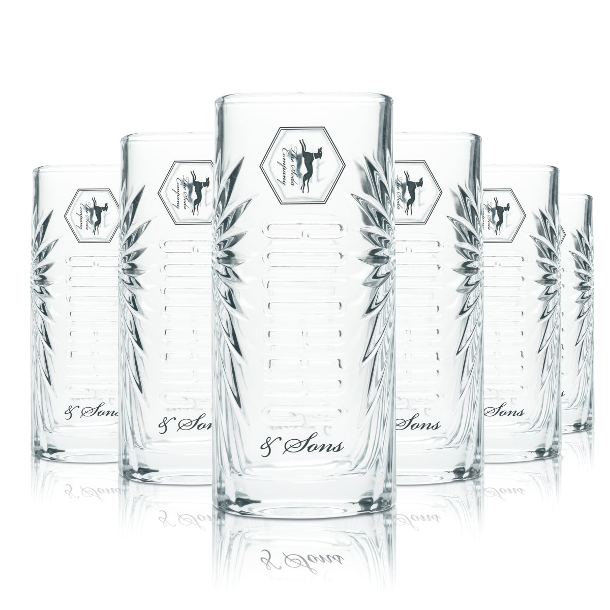 6x Goldberg Glass 0.3l Long Drink Cocktail Relief Contour Glasses High Ball