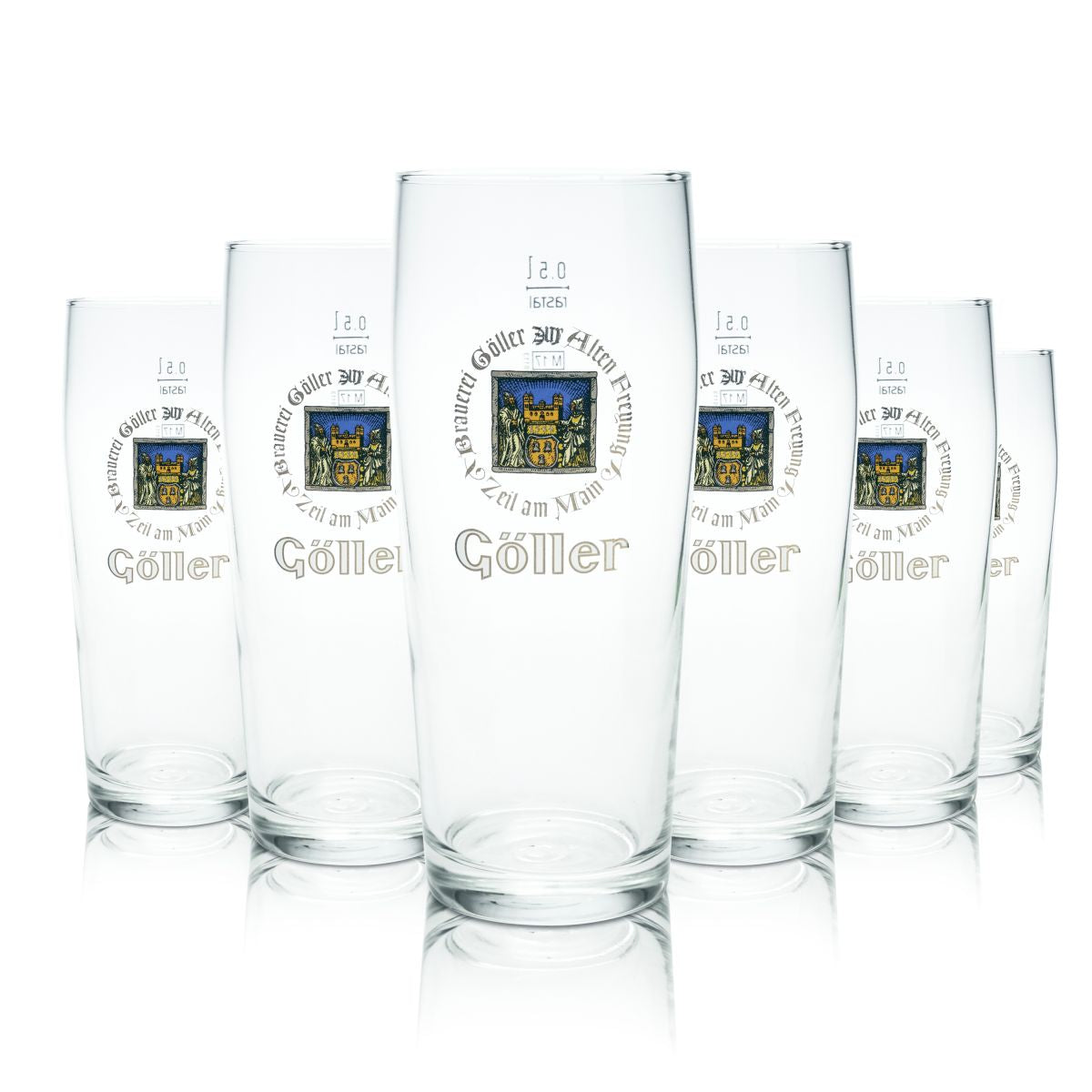 6x Göller beer glass 0.5l Willi mug trophy glass glass set brewery gastro oak