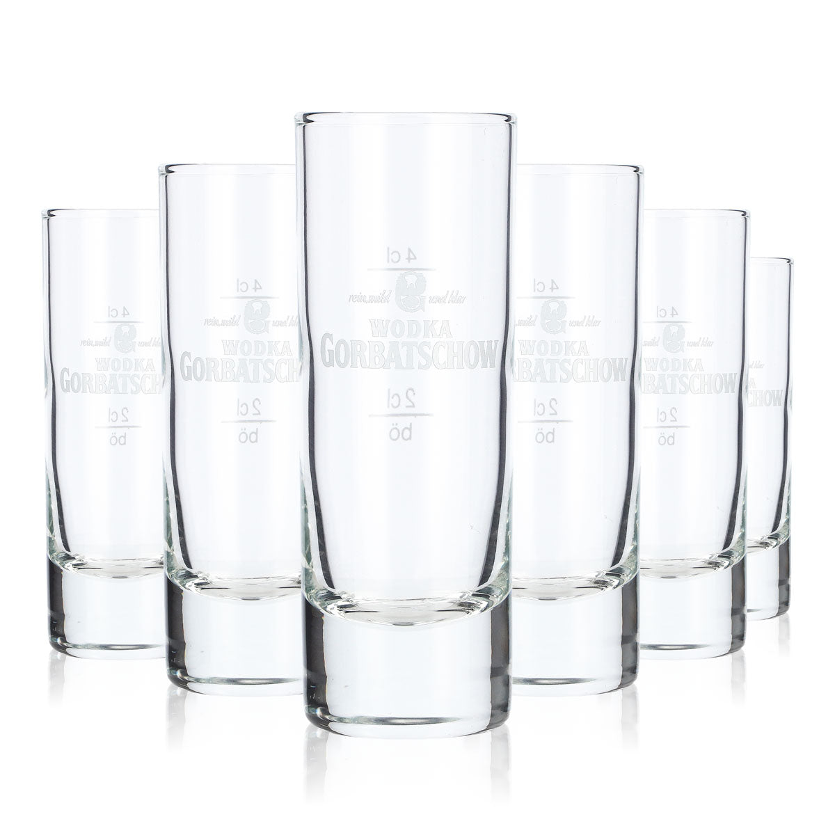 6x Gorbachev Vodka Glass Shot Glass Stamper Short 2cl/4cl White Logo