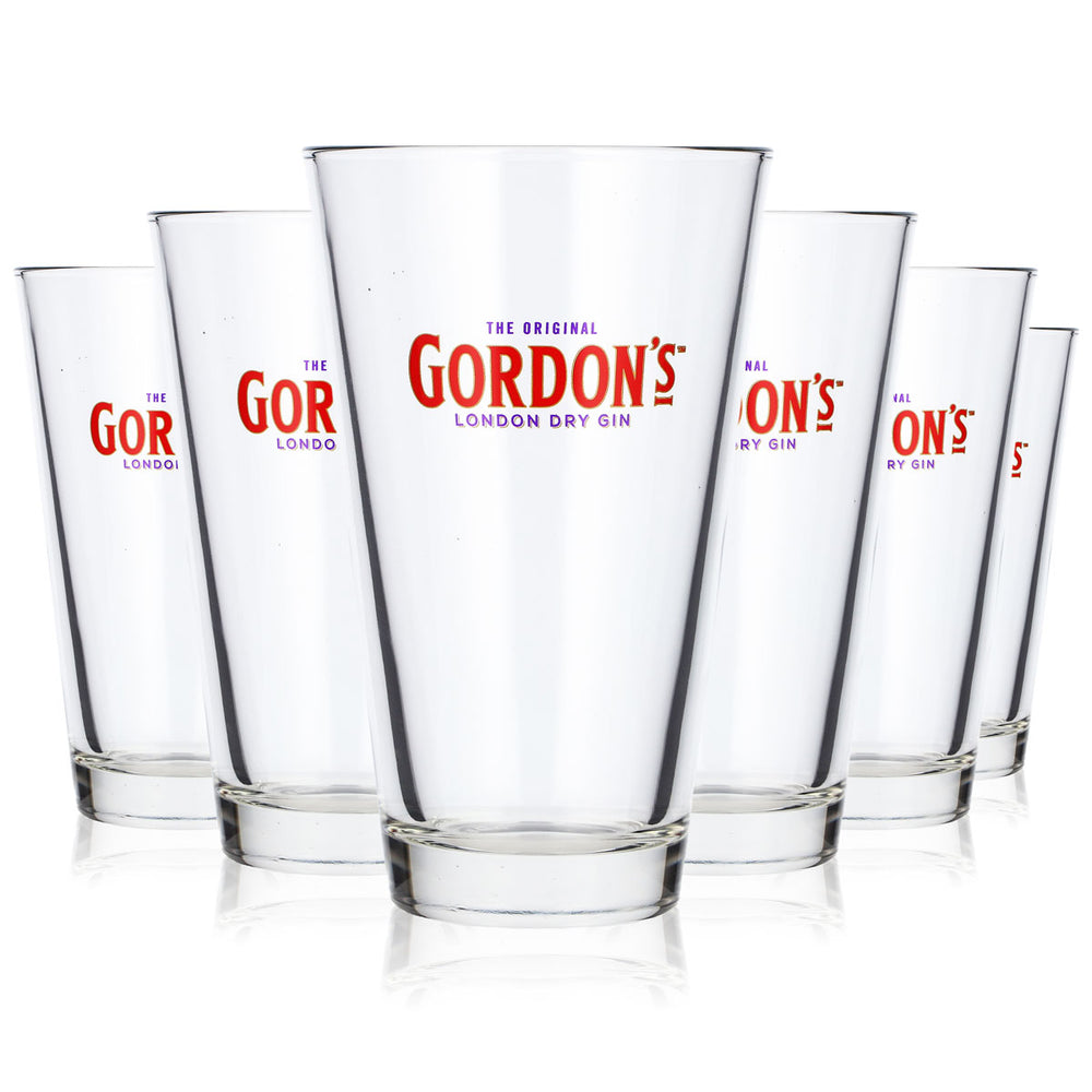6x Gordon's Gin Glasses, 0.33 L, Long Drink Glasses, Tumblers, Rastal Lowball (Set of 6)