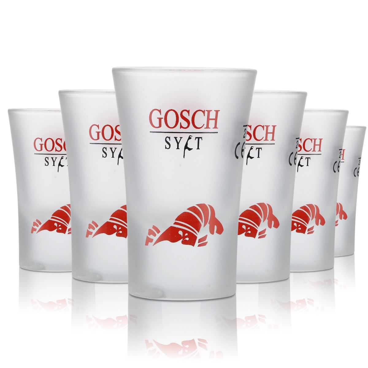 6x Gosch Sylt Glass 2cl Satin Ice Aquavit Glass Set Stamper Shot Glass