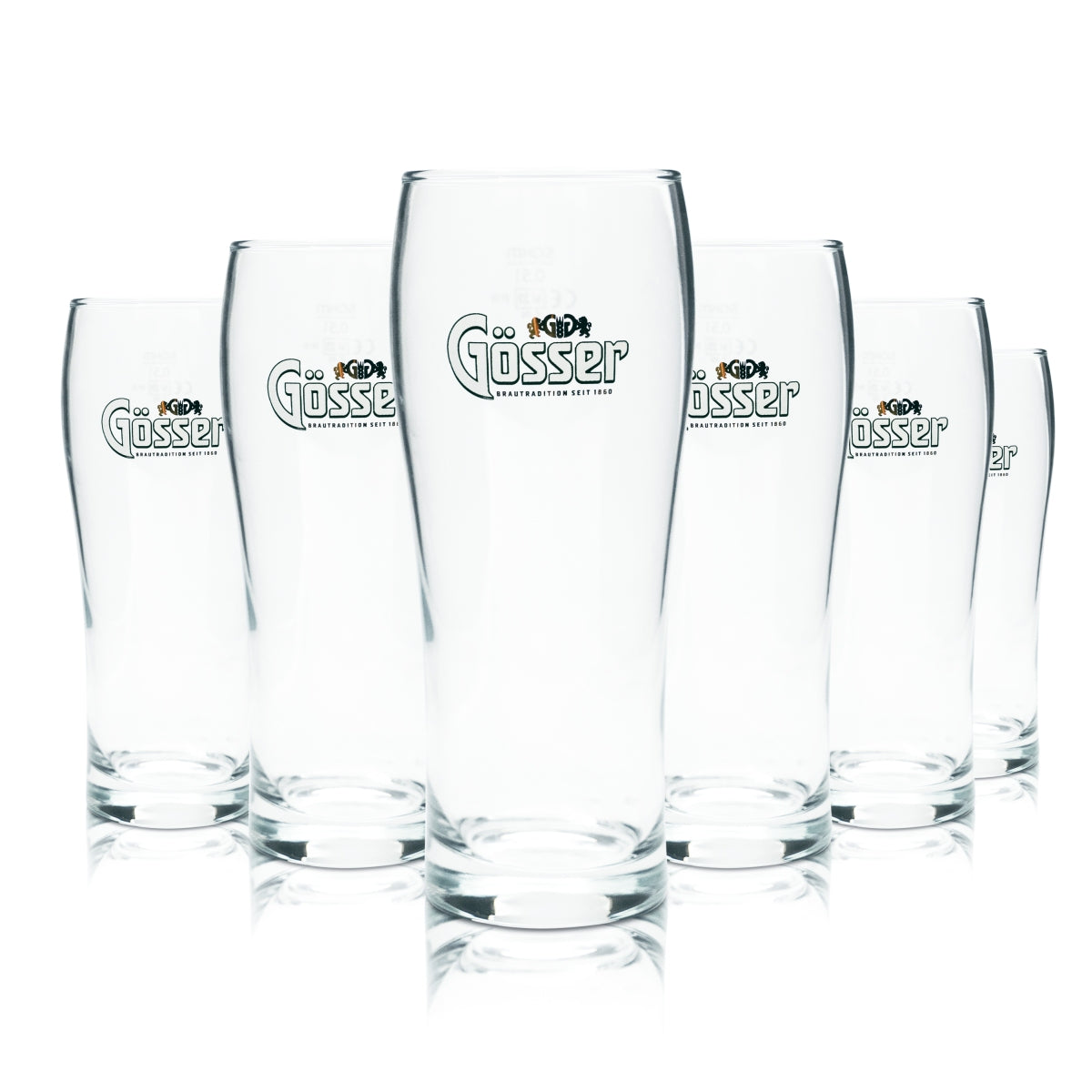 6x Gösser glass 0.5l beer mug trophy glasses calibrated catering Austria brewery