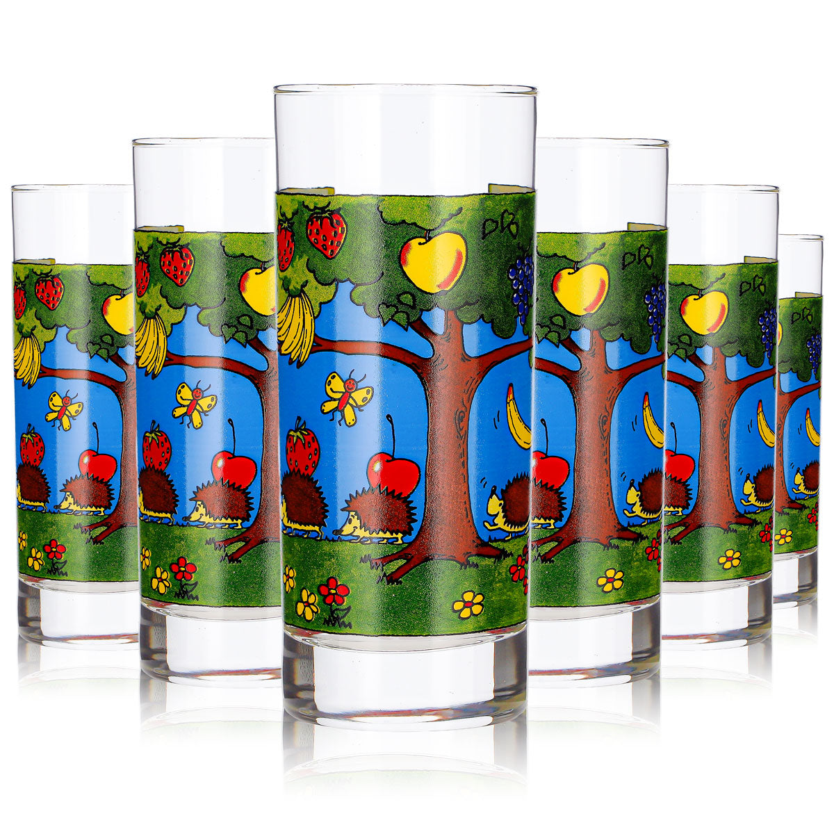 6 Granini Juice Glasses, 0.2 L, Hedgehog Design—Enjoy Your Drink!