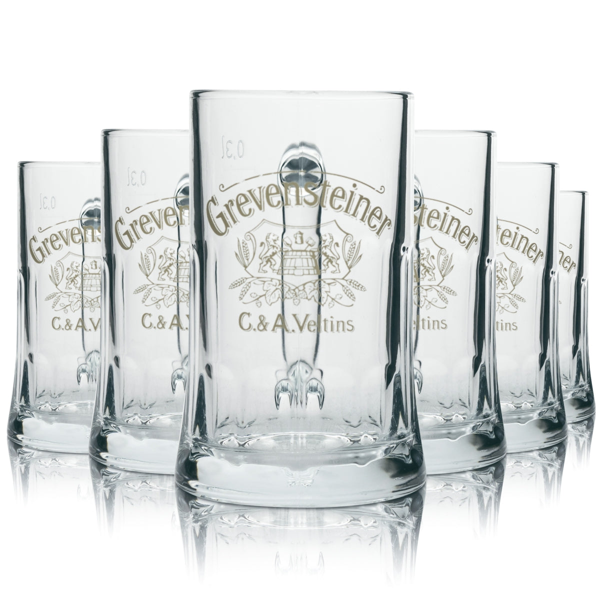 6x Grevensteiner beer glass Beer glasses Seidel Tankard Mug 0.3l Sahm