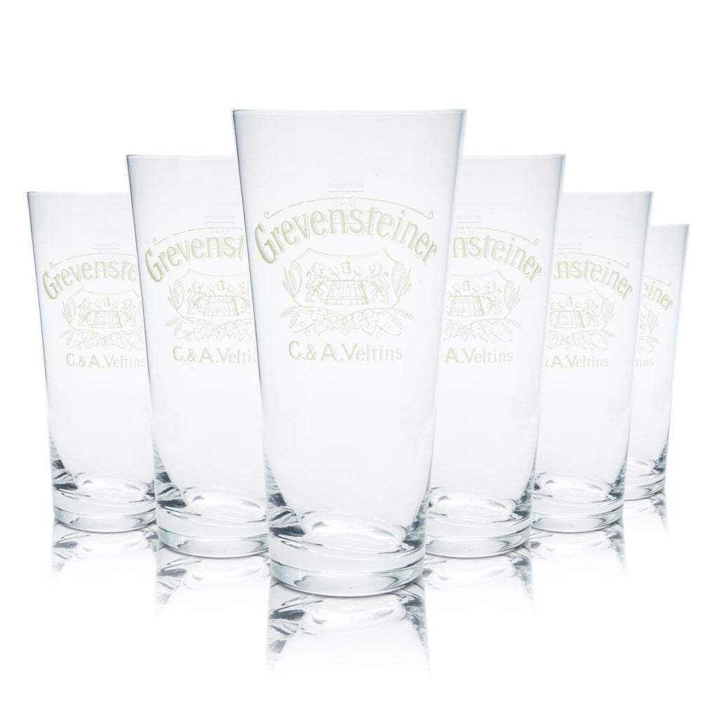 6x Grevensteiner beer glass 0.4l goblet glass Willi mug glasses set brewery oak