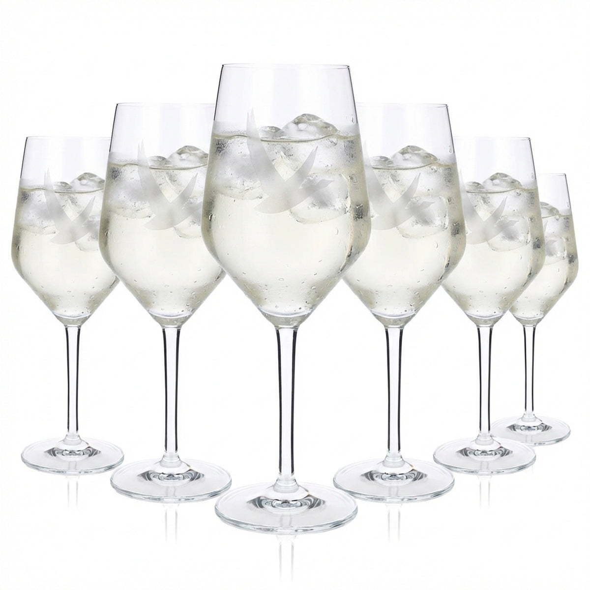 6x Grey Goose Vodka Glass Stemmed Glass 0.48l Wine Glass Silver Logo