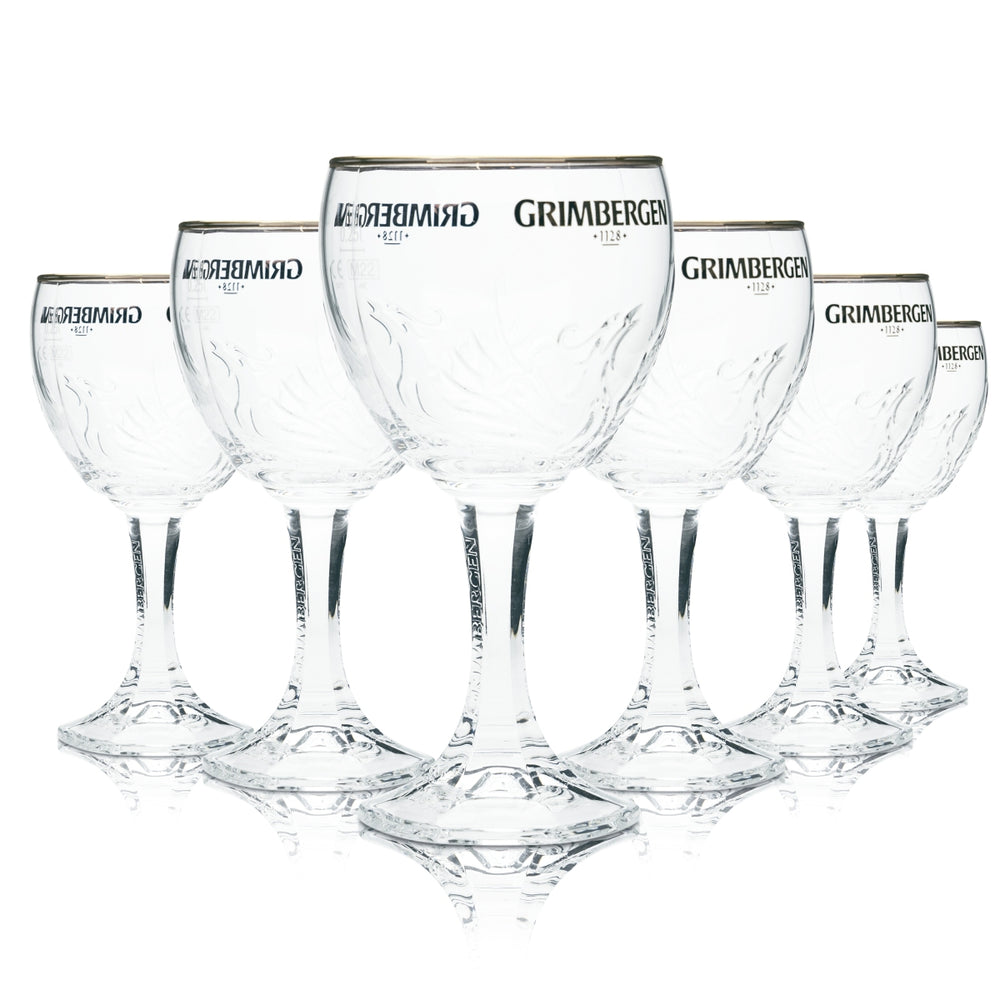 6x Grimbergen Beer Glass 0.25l Goblet Cup Design Phoenix Glasses Belgium Beer Bar